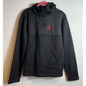 Spyder Mens Sweater Racer 1/4 Zip Pullover Racer Small Black Waffle Knit